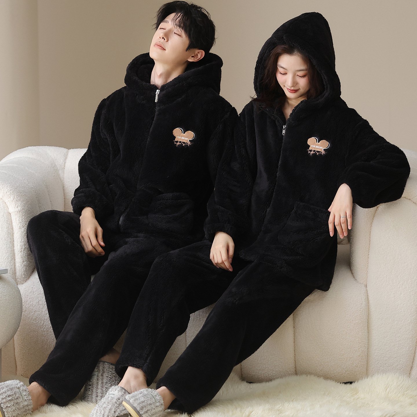 Plush Zip-Up Hooded Lounge Set