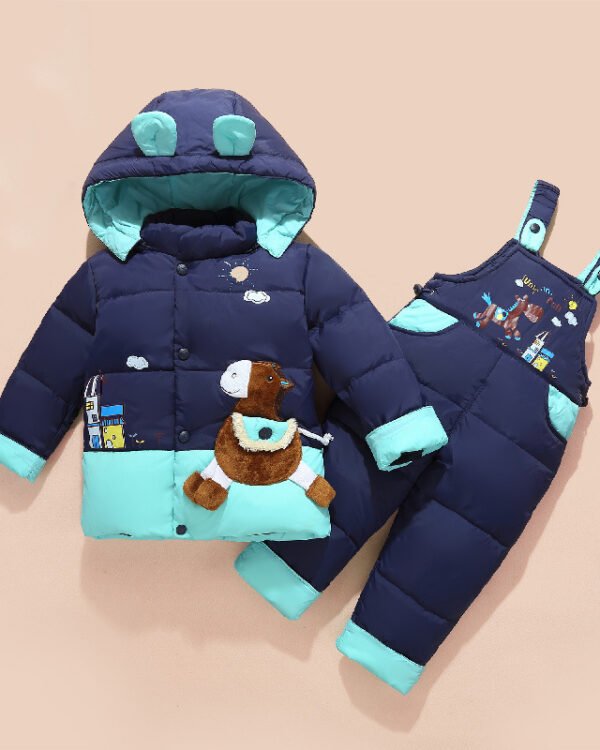 Alternative view of Kids Padded Winter Jacket & Dungaree Set