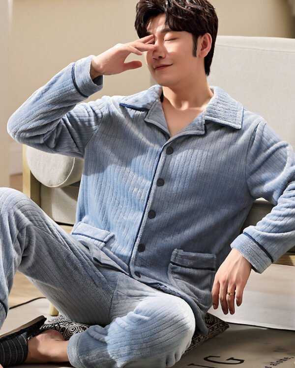 Men's Cozy Flannel Button Pajama Set