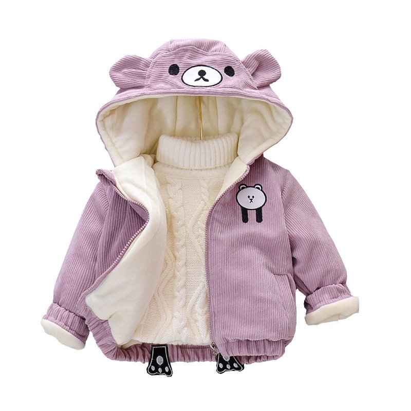 Baby Girl Cozy Bear Hooded Outerwear Jacket - Image 3