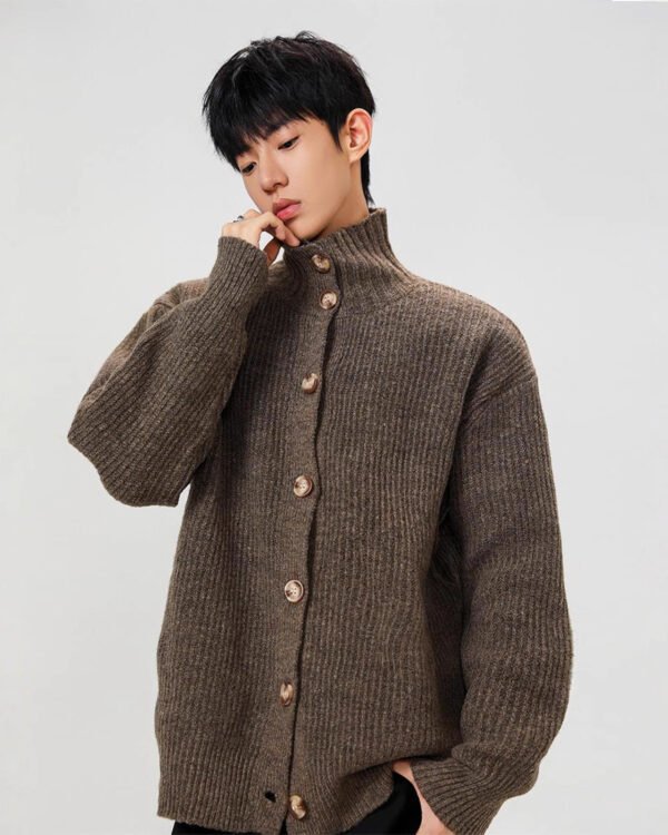 Stand-Collar Knit Cardigan Coat/Jacket