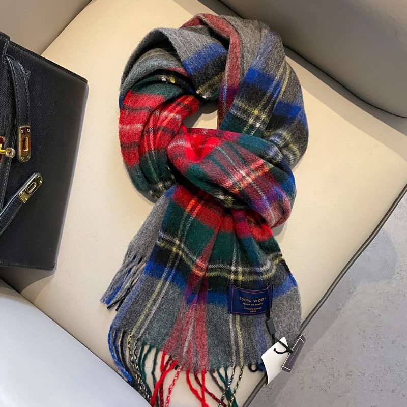 Checked Wool Scarf - Winter Essential - Image 3