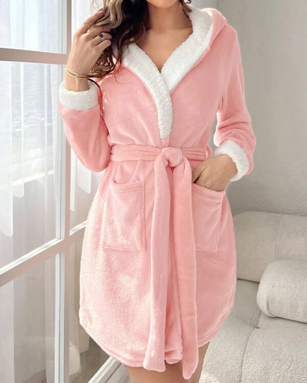 Alternative view of Hooded Flannel Lounge Robe