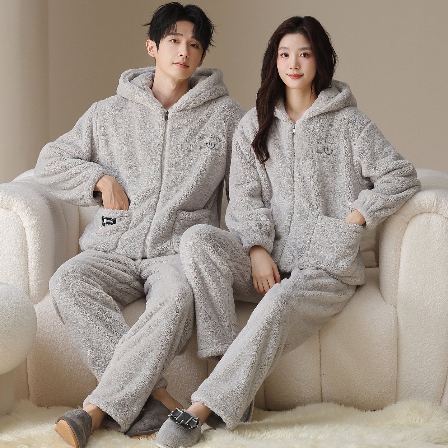 Plush Zip-Up Hooded Lounge Set - Image 2