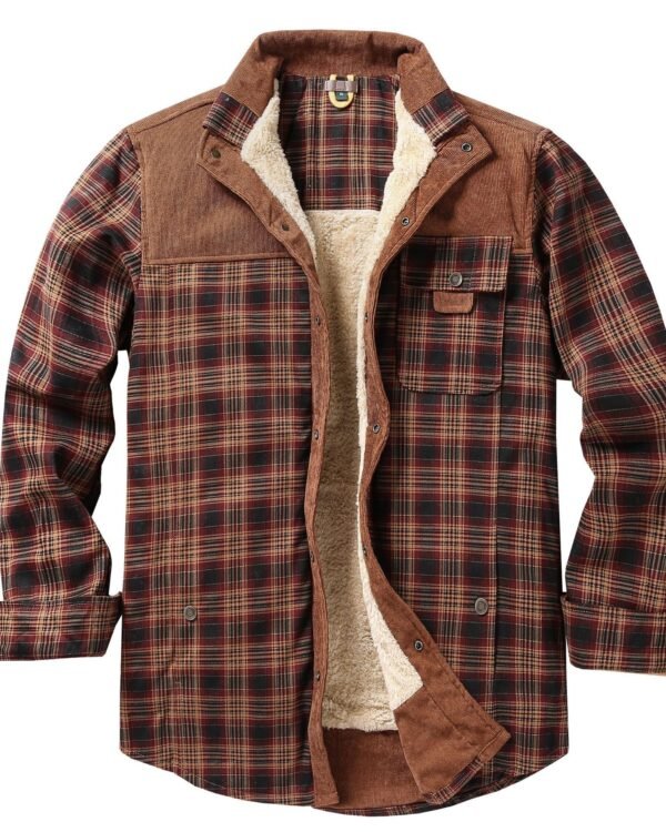 Plaid Sherpa-Lined Overshirt Jacket