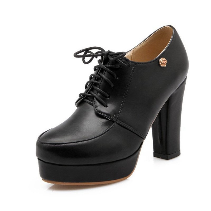 Chunky Lace-Up Platform Pumps - Image 3