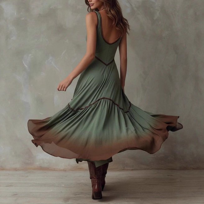 Bohemian Tie-Dye Ruffle Midi Skirt. - Image 2