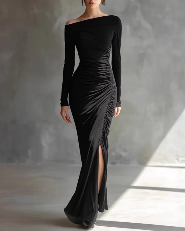 Black Wrap Silhouette Dress.