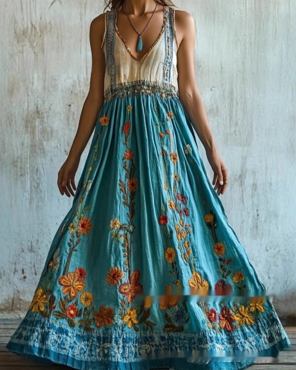 Alternative view of Artisan Print Flared Maxi Statement Dress.