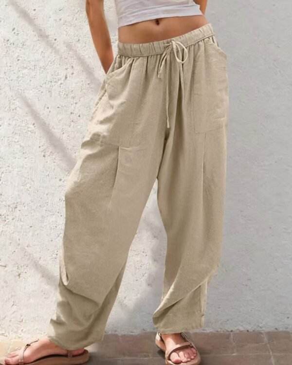 Alternative view of Linen Blend Relaxed Straight Lounge Pants
