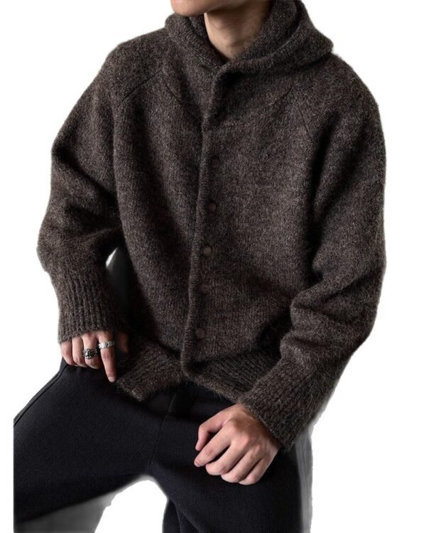 Alternative view of Japanese Retro Hooded Cardigan Sweater