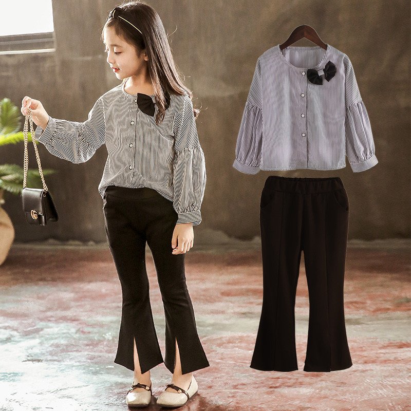 Girls Bow Detail Shirt & Pants Set - Image 4