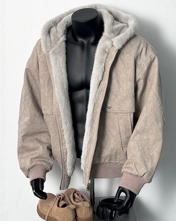 Marble-Textured Padded Jacket