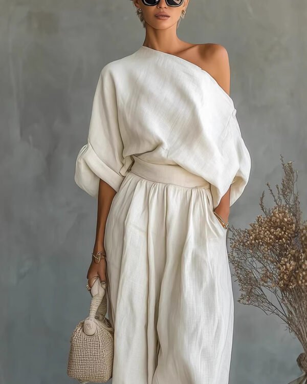 Off Shoulder Draped Maxi Dress