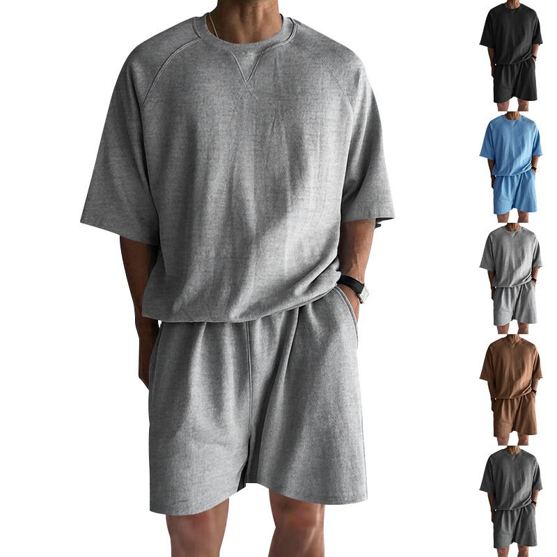 Men's Terry Relaxed Fit Lounge Shorts Set - Image 2