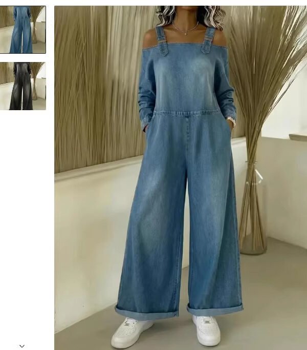 Alternative view of Relaxed Denim Utility Jumpsuit