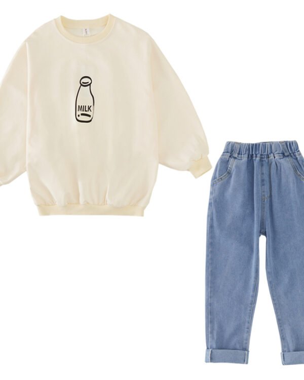 Alternative view of Girls Everyday Cotton shirt with & Jeans Set