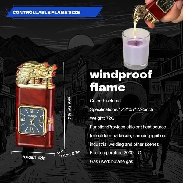 Alternative view of Dragon Crest Dual-Flame Quartz Lighter