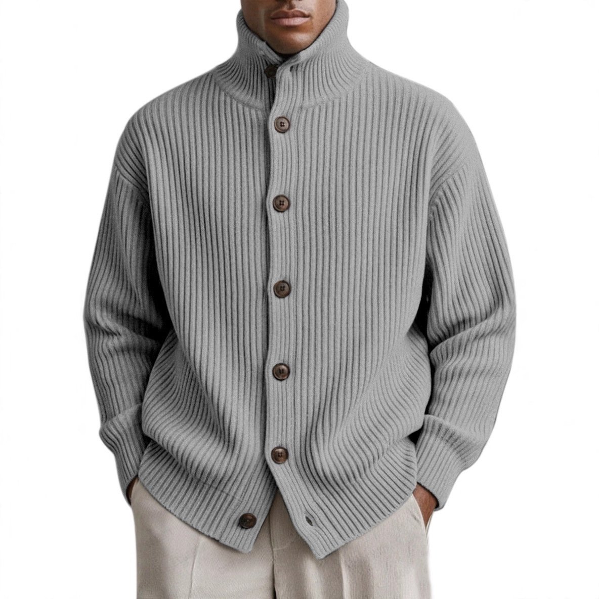 Turtleneck Knit Cardigan Coat - Image 2