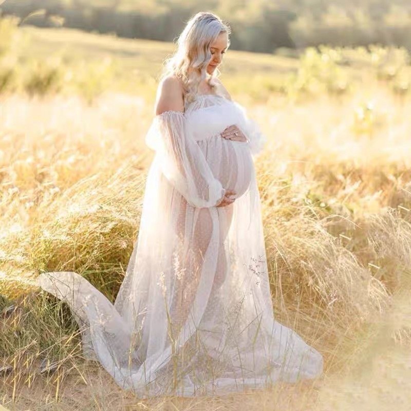 Photoshoot Sheer Mesh Maternity Gown