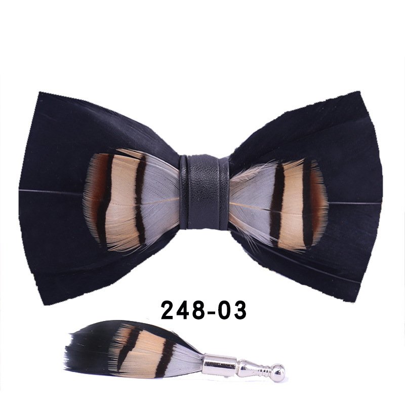 Feather Bow Tie - Statement Formal Accent - Image 3