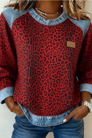 Alternative view of Womens Retro Crew-Neck Long-Sleeve Sweatshirt Top