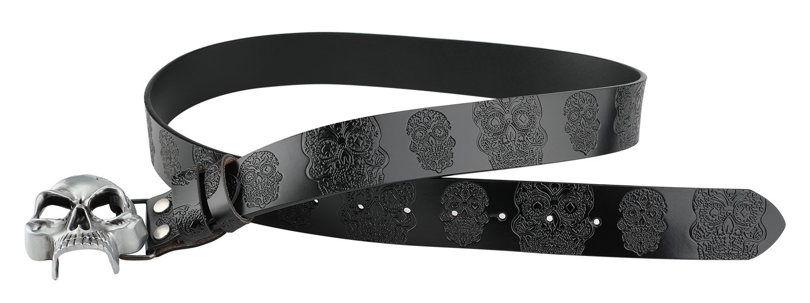 Metal Skull Buckle Leather Belt - Image 4