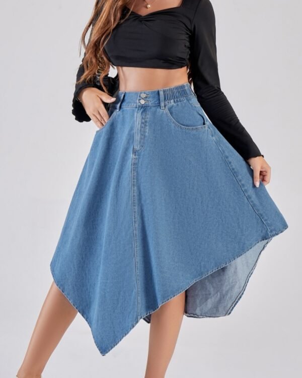 Irregular Hem Denim Skirt