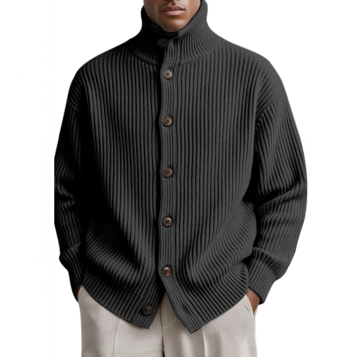 Turtleneck Knit Cardigan Coat - Image 9