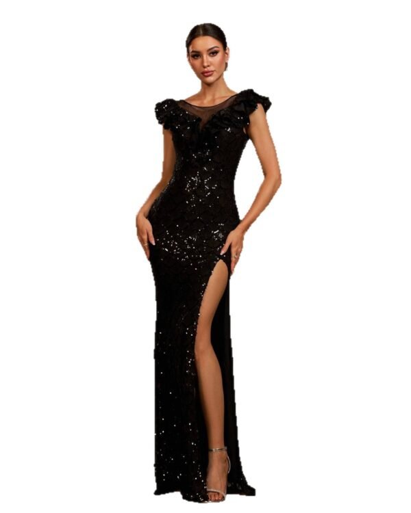Alternative view of Sequined Slit Evening Gown
