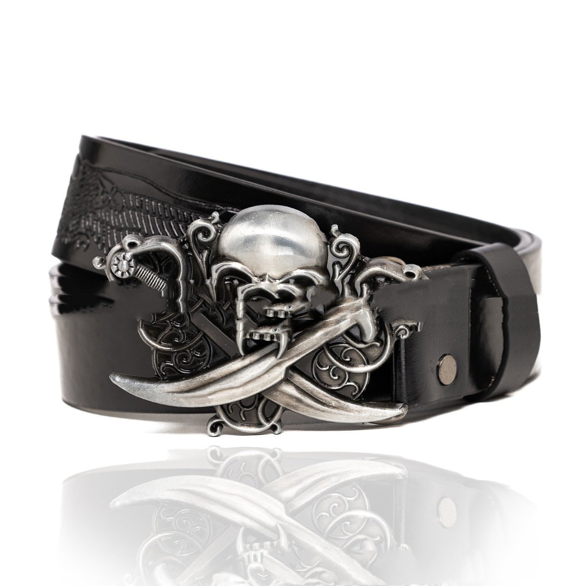 Dark Street Skull Buckle Leather Belt - Image 4