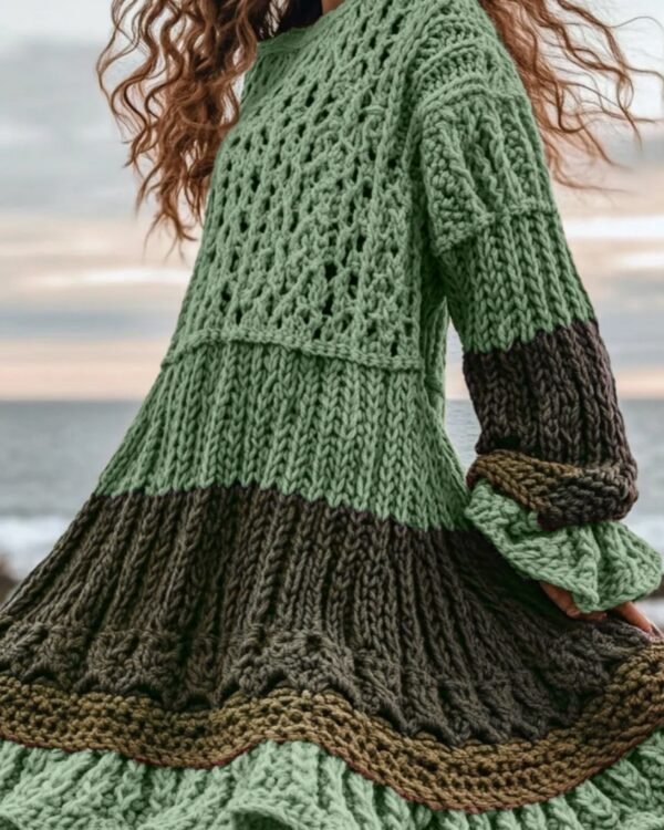 Cable-Knit Winter Sweater Dress.