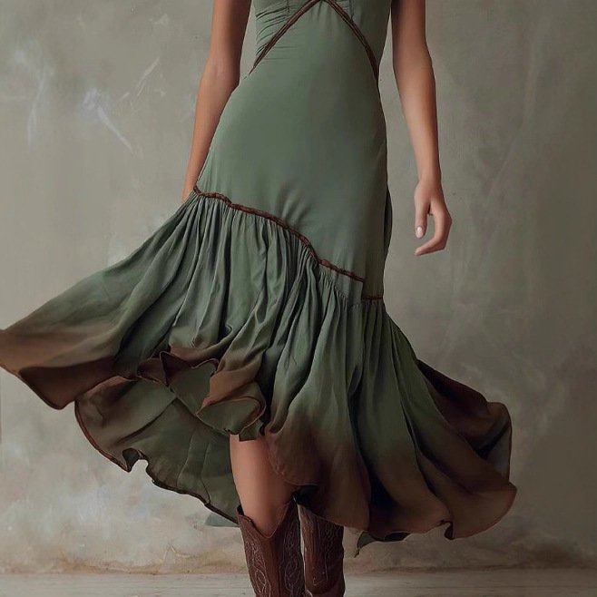 Bohemian Tie-Dye Ruffle Midi Skirt. - Image 3