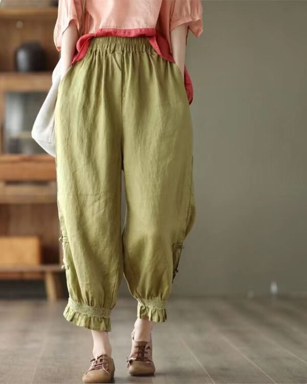 Vintage Lace Trim Linen Harem Pants