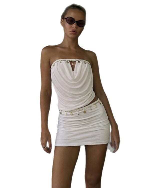 Alternative view of Draped White Evening Co-ord