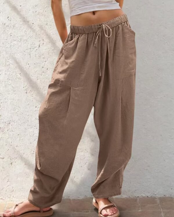 Linen Blend Relaxed Straight Lounge Pants
