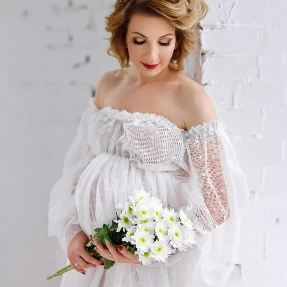 Photoshoot Sheer Mesh Maternity Gown - Image 2
