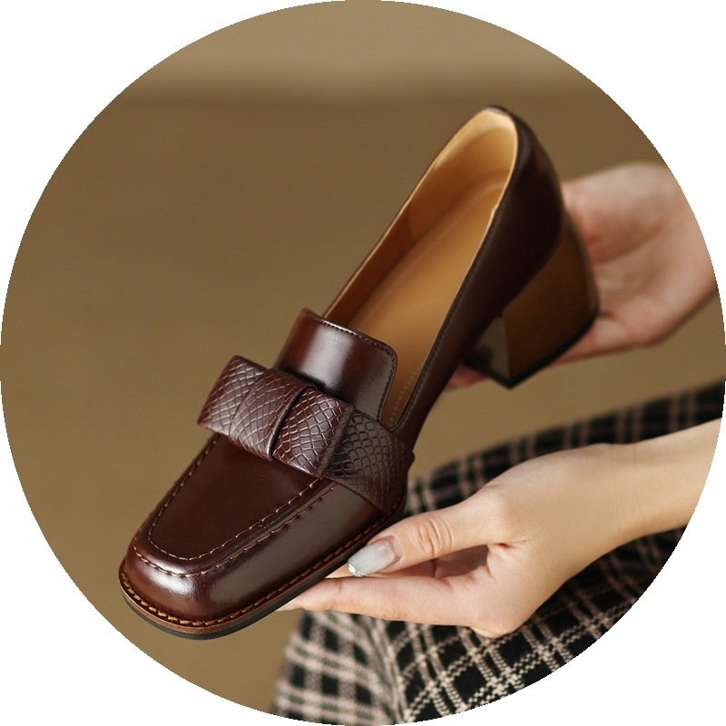 Classic Leather Block-Hell Loafers - Image 3
