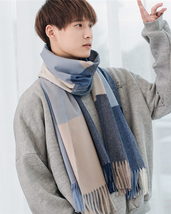 Warm Tassel Plaid Bristle Scarf