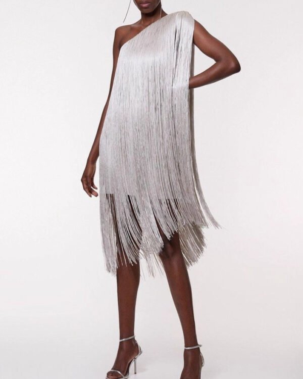Alternative view of One Shoulder Tassel Statement Dress
