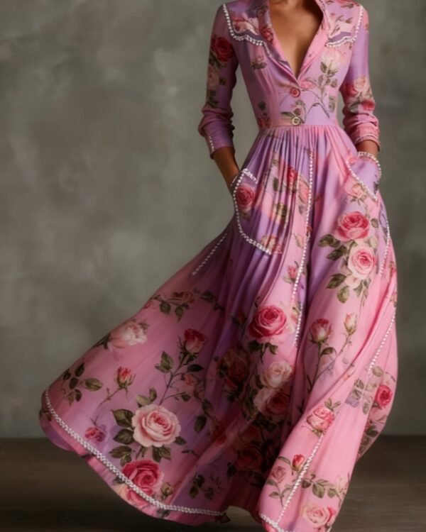 Rose Bloom Flared Dress