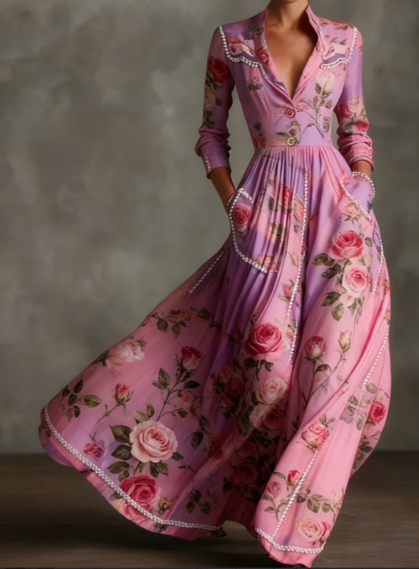 Rose Bloom Flared Dress