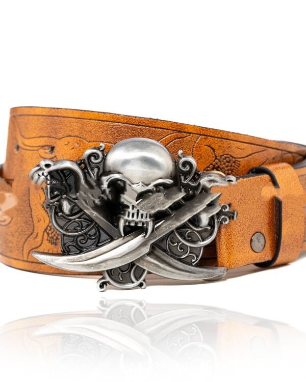 Alternative view of Dark Street Skull Buckle Leather Belt