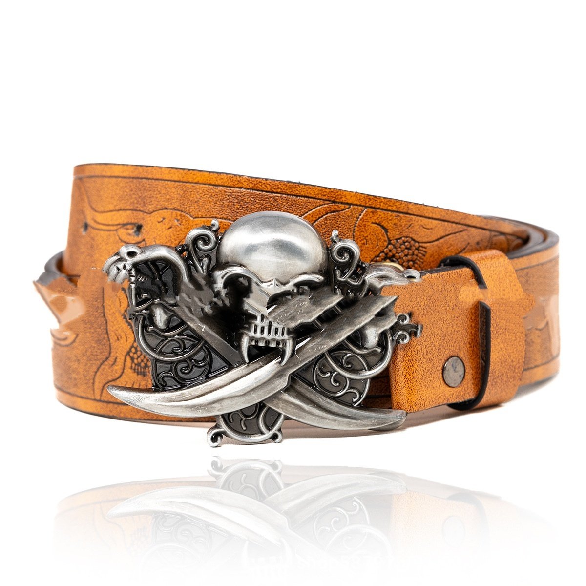 Dark Street Skull Buckle Leather Belt - Image 2