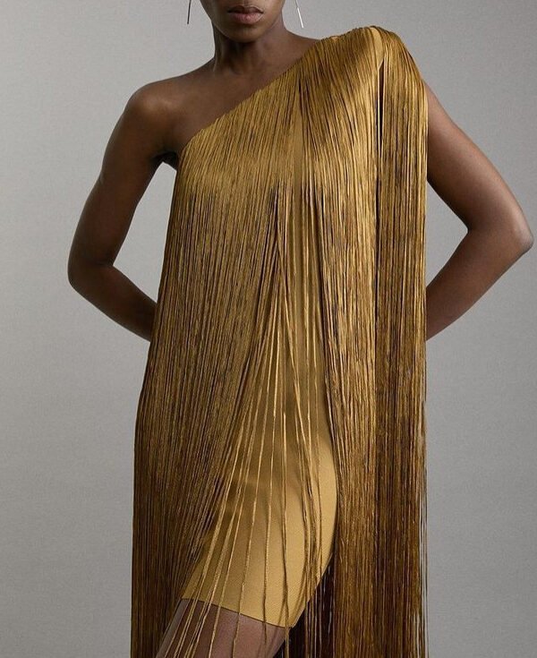 One Shoulder Tassel Statement Dress