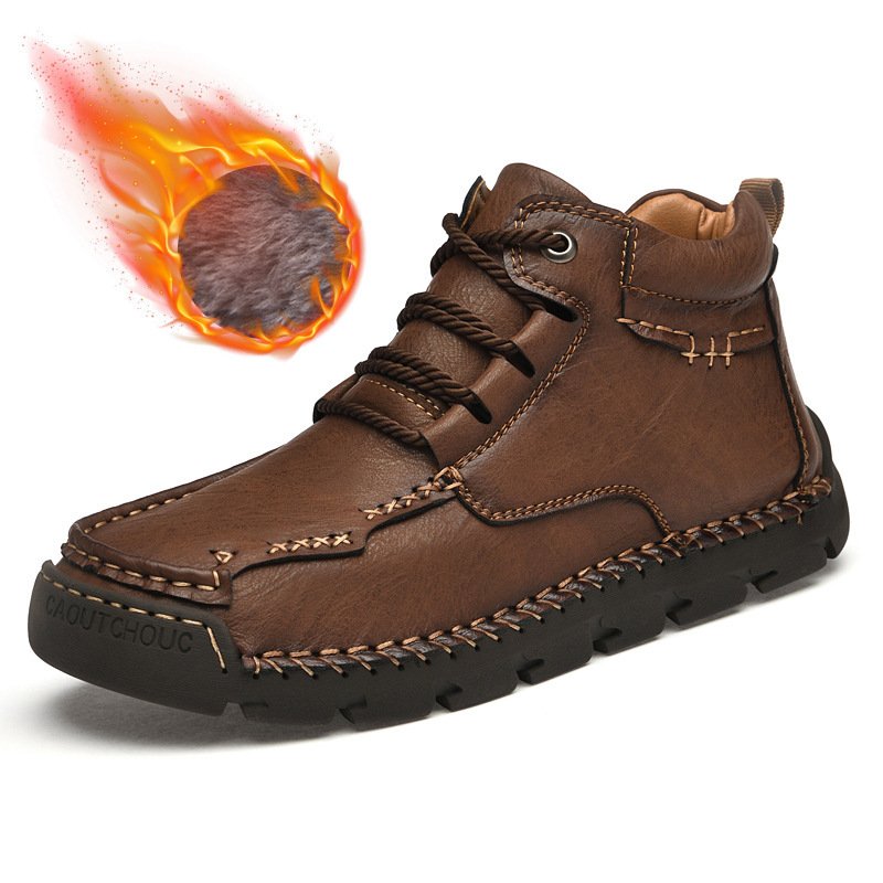 Brown Retro Velvet Warm Boots, Winter Picks - Image 8