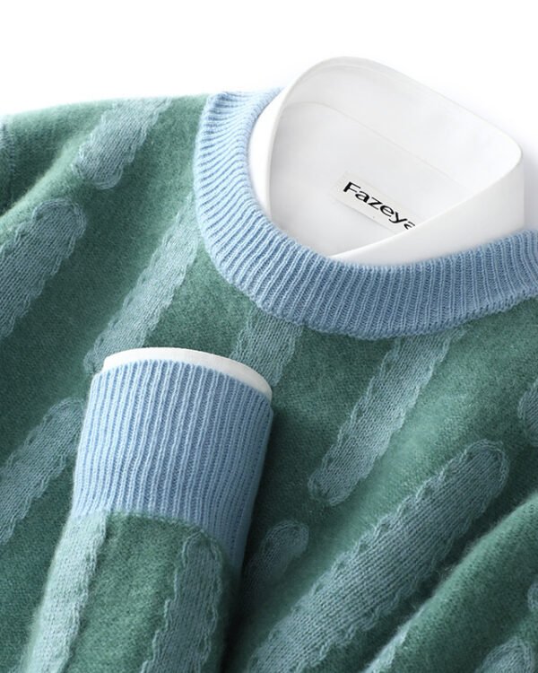 Alternative view of Azure Textured Half-Turtleneck Knit-Structured Winter Fit