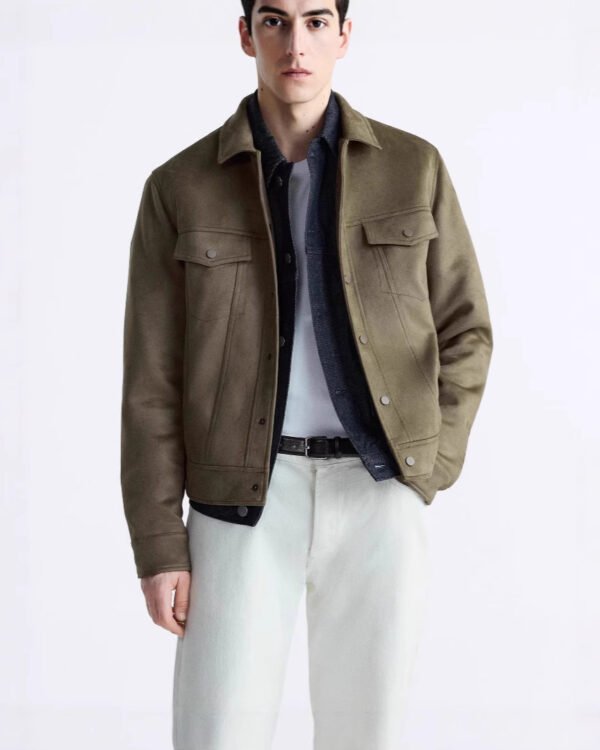 Suede-Effect Lapel Jacket-Classic Tailored Fit