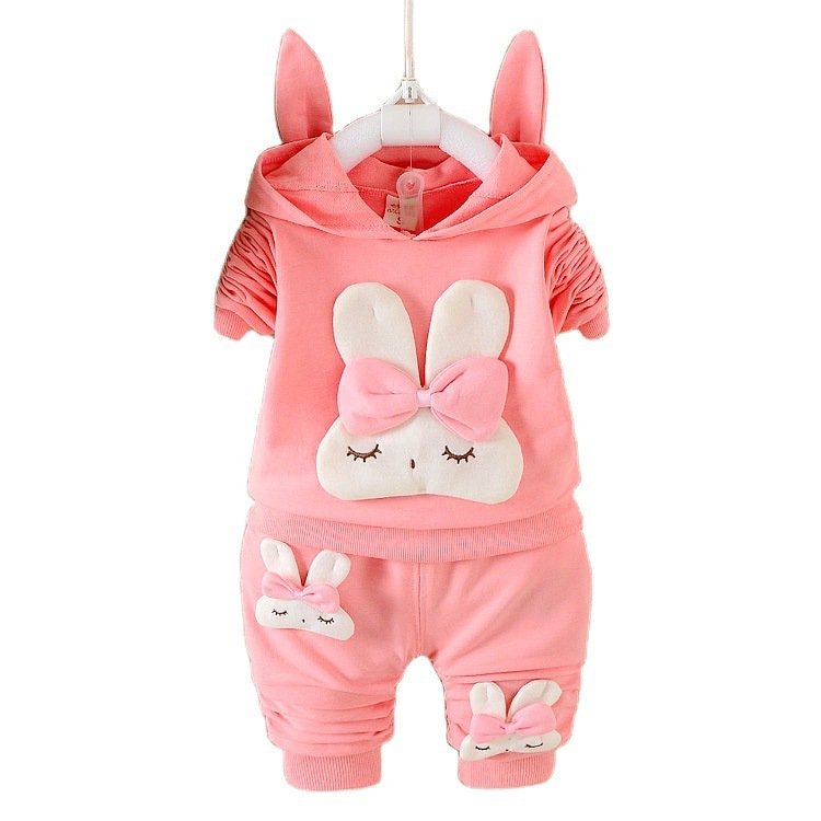 Bunny Hood Co-0rd Lounge Set - Pink Cotton Duo