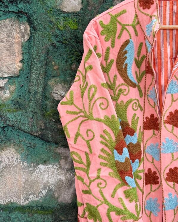 Alternative view of Light Pink Velvet Suzani Embroidered Jacket